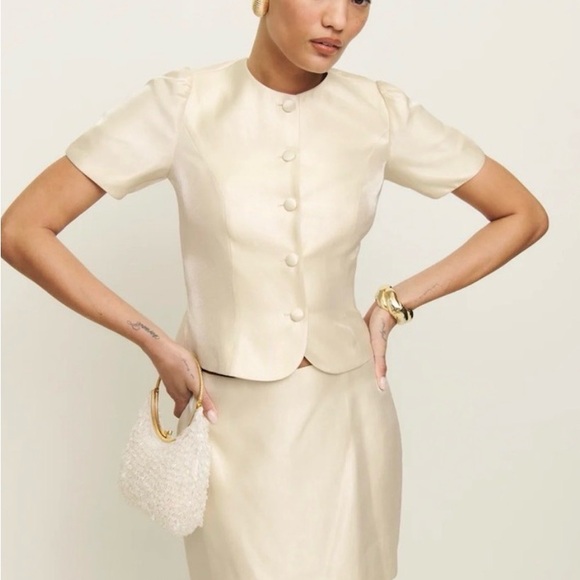 Reformation Mika Two Piece Set in Cream - Picture 4 of 7